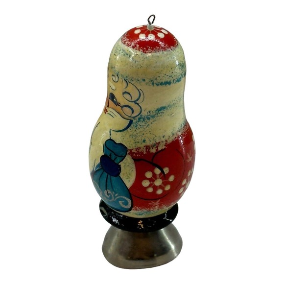 Ceprueb Nocag Santa Claus Bell Christmas Ornament Hand Carved Painted Russia VTG - Picture 2 of 7